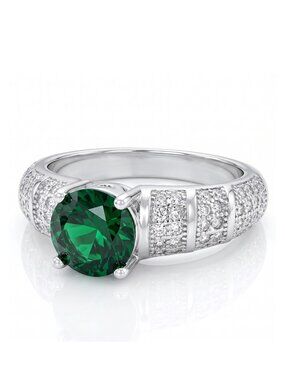 Emerald Green Gemstone Ring, 925 Sterling Silver Charmed Aroma